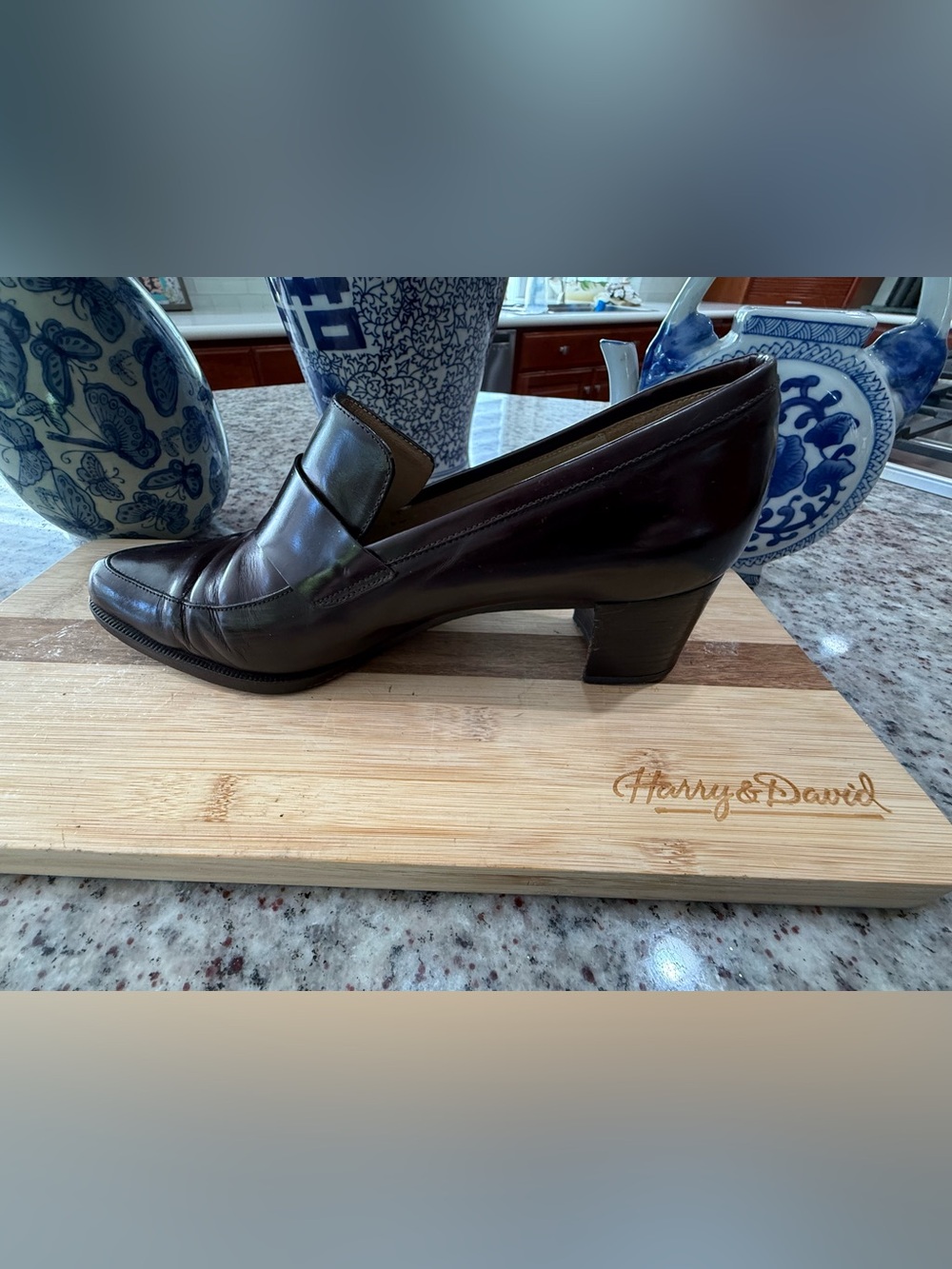 Classic Women’s Leather Penny Loafer Pump — Brown - Picture 6 of 9